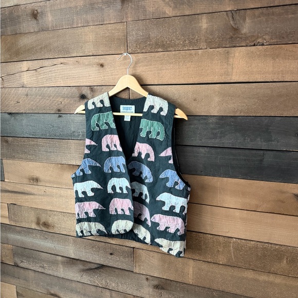 Vintage Quilted Bear Vest Soho Compagnie Medium Folk Layered Novelty Print - Picture 9 of 15